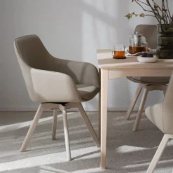 Rowico Home Ruokapöydän Tuolit|Pyörivät Tuolit<Rowico Alison-käsinojatuoli, nahka
